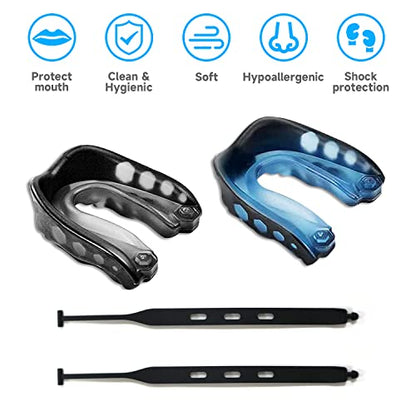 2 Pack Football MouthGuard with Straps and Case,Kid Mouth Guard Youth Football Mouthpiece,Kid Sports Mouth Guard for Boxing, Basketball, MMA, Lacrosse,Hockey,MouthGuard for Kid&Youth - size: Kid