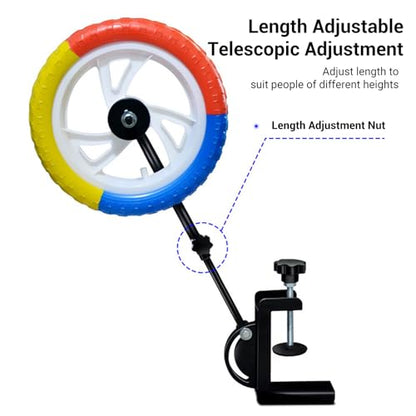 Table Tennis Solo Practice Trainer, Iron Table Tennis Stroke Trainer Wheel with Adjustable Arm & Angle, Fits Most Tables for Spin & Coordination Drills