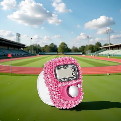 Electronic Finger Tally Counter Clicker Counter,Portable Digital Display Tally Counter,Convenient Resettable Mini Lap Counter for Golf Goods Counting Accessories,Track and Field Lap Counters - color: Pink