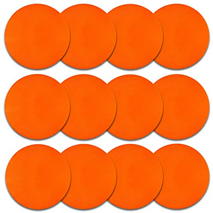 Spot Markers Rubber Floor Dots 9inch Non Slip Agility Dots Flat Cones for Kids Sports Soccer Basketball Training, Social Distancing, Preschool Kindergarten Classroom - style: 12Pcs Red-orange