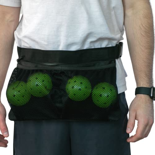 Pickleball Ball Holder Band with Hooks - Adjustable Waist Pouch Bag with Mesh - Hold Up to 8 Pickle or Tennis Balls - style: Large - 8 Ball