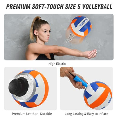 Outdoor Volleyball Net Set for Backyard Beach with 1.25“ Adjustable Poles, Anti-Sagging 28-ply PE Net, PU Volleyball & Pump, Large Portable Carry Bag