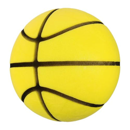 Silent Basketball, Quiet Basketball High Density Foam No Noise Sculpted Groove Bouncing Ball with Net Bag - color: Lemon Yellow, size: 9.4 Inch
