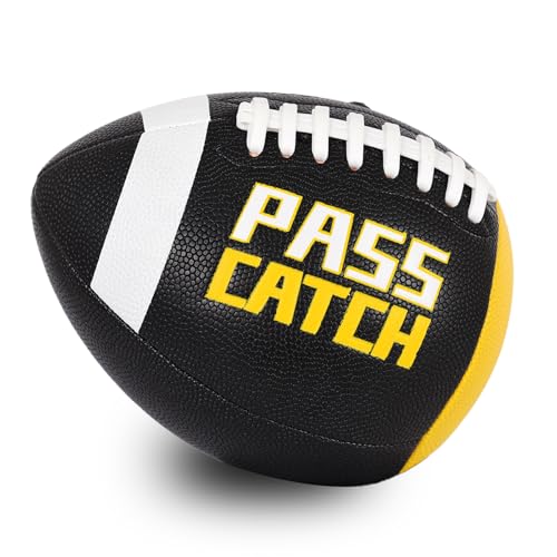 PassCatch Training Football, Fatherless Bounce Back Football Training Equipment Composite Leather Improving Enhance Solo Passing Catching Skills Offical Size(Ages 14+,Deflated)