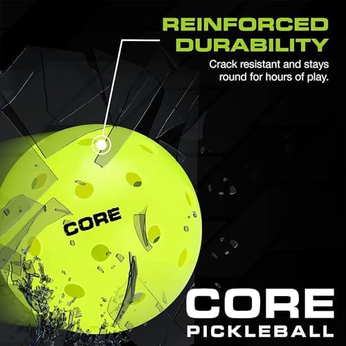 CORE Crack-Resistant Outdoor Pickleball Balls - USAPA Approved Durable Pickle Balls for All Levels of Play - Pickleballs for Outdoor Play (Neon)