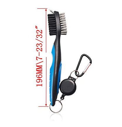 Pack of 2 Golf Club Brush Groove Cleaner with Retractable Zip-line and Aluminum Carabiner Cleaning Tools