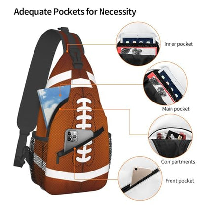 Football Sling Backpack Sling Bag Football Crossbody Shoulder Bag Purse Footballs Chest Bag For Men Women B - color: Football B