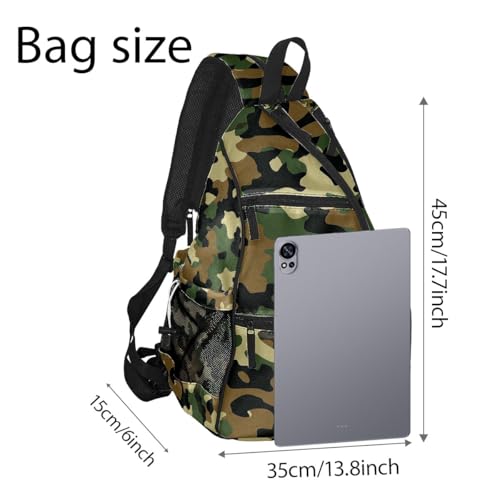 Pickleball Bag Camouflage Green Pickle Ball Backpack for Women Men Premium Lightweight Crossbody Sling Bag Sports Backpack for Pickleball Paddle Tennis - color: Camouflage Green