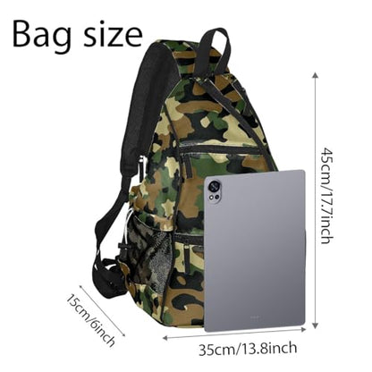 Pickleball Bag Camouflage Green Pickle Ball Backpack for Women Men Premium Lightweight Crossbody Sling Bag Sports Backpack for Pickleball Paddle Tennis - color: Camouflage Green