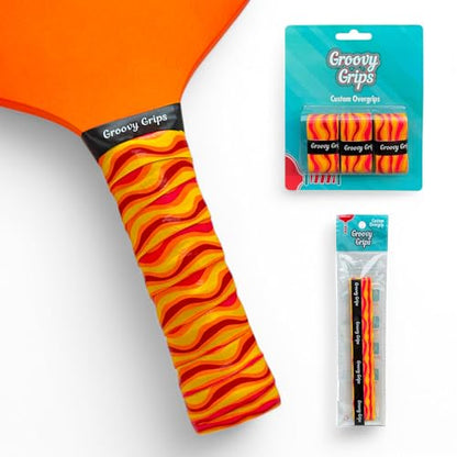 Pickleball Paddle Grip Tape - Stylish Tennis Overgrips, Non-Slip & Precut Racket Grip for Pickleball, Tennis, Badminton - color: Sunburst Swell, size: 3 Grips