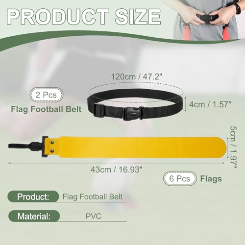 Flag Football Set, Adjustable Flag Football Belt with 1 Belt and 3 Flags Easy Tear Away
