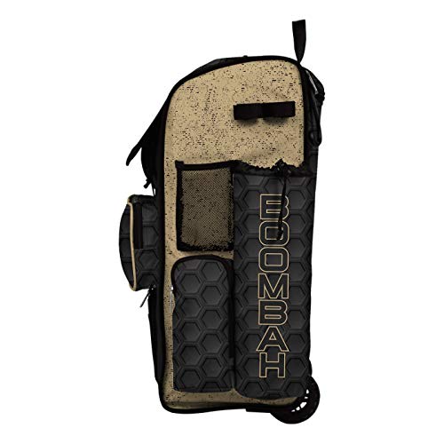 Boombah Rolling Superpack 2.0 3DHC Baseball/Softball Gear Bag - 23-1/2" x 13-1/2" x 9-1/2" - Multiple Colors - Telescopic Handle and Holds 4 Bats - Wheeled Version - color: Black/Vegas Gold