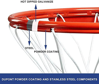 Katop Professional Basketball Rim, Heavy Duty 18 Inch Basketball Rim Replacement with Nylon Net Indoor and Outdoor, Standard Goal Reinforced Mounting Bracket Fit 5"x5",5"x4",5"x3",4"x3" Backboards - color: 1-springs basketball rim