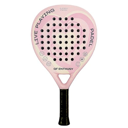 Padel Racket, Carbon Fiber Surface Padel Racquet, Lightweight, Ideal for Training/Matches - color: Pink