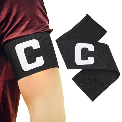 Housoutil Football Captain Armbands, Soccer Adjustable Captain Armband with Anti-Slip Design, C Band Breathable Nylon Soccer Accessories for Youth, Kids & Adult Players (Black)