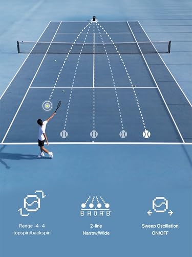 Portable Tennis Ball Machine (26lbs) - Dual Motor for TopSpin and Backspin, 80+ Balls, Max 68MPH, 4+ Hours Play with External Lithium Battery - style: N3 Ball Machine w/ Oscillation (Black)