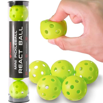 PIKKOFUN React Mini Pickleball Ball -5 Pack Quiet Training Balls & PIKKOFUN Small Mini Pickleball Net 5 ft Bundle