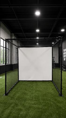 YUNIC Golf Driving Cage with Metal Frame - Choose Standard Hitting Target or Simulator Impact Screen - size: 8'(W) x8'(H) x5'(D), style: Simulator Impact Cage