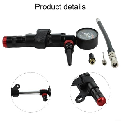 Aluminum Alloy Bike Pump with Gauge, Portable CK2 Inflator for Mountain Road Bikes, Dual Valve, Ball Needle Included for