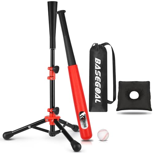 BaseGoal Baseball Tee for Kids,Youth Stand Set,Teeball Set,Youth Baseball,Softball Batting Tee Set,Easy Adjustable Height - style: Kids Baseball Tee-A