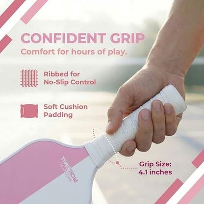 – Carbon Fiber Pickleball Paddles – USAPA Approved, Honeycomb Core, Cushioned Grip, Lightweight Design – Single Paddles & Paddle Sets - color: Pink/White - Single Paddle