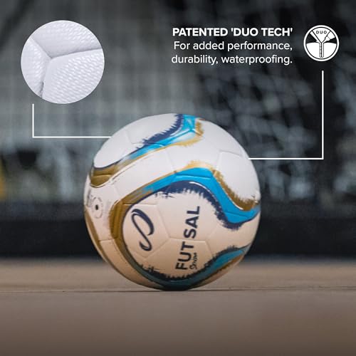 Senda Vitoria Premium Match Futsal Ball, Fair Trade Certified - color: Gold/Light Blue, size: Size 4