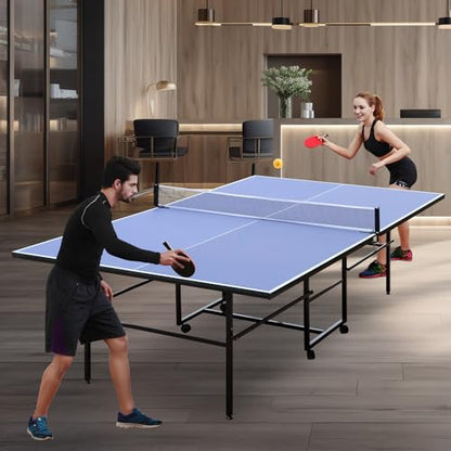 Ping Pong Table Foldable & Portable Table Tennis Table Set for Indoor & Outdoor Games with Net, 2 Paddles and 3 Balls