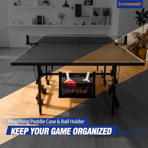 Ping Pong Paddle Case with Mesh Storage Bag, Under Table Tennis Racket Holder for Balls & Paddles, Hanging Pickleball Paddle Rack Organizer, Easy Install Ping Pong Ball Holder with Straps