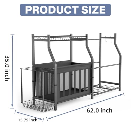 WALMANN Garage Sports Equipment Organizer, Ball Storage Stand, Indoor Golf Bags Stand for Garage