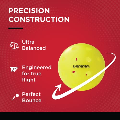 Gamma Photon Pickleballs, 40 Precision Molded Holes, USAPA Approved for Tournament Play, High-Visibility, Quiet, Durable, Ultra Balanced