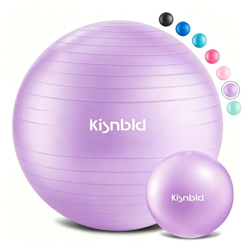 kisnbld Exercise Ball, Extra Thick Yoga Ball for Workout Pregnancy Stability, 4 Sizes Anti-Burst Balance Ball with Foot Pump - Heavy Duty Fitness Ball Chair for Office, Home & Gym - color: Cream Purple, size: XXL,(31-34in,78-85cm)