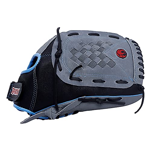 PHINIX 12 1/2 Inch Slowpitch All Pigskin Softball Gloves Multiple Colors - color: Black & Gray
