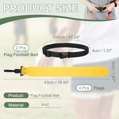 Flag Football, Adjustable Flag Football Belts with Belt and Flags Easy Tear Away - color: Yellow