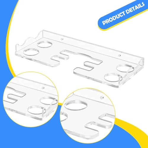 Ping Pong Paddle Wall Holder with Ball Storage, Clear Acrylic Display Stand for Table Tennis Rackets, 8.86x3.54inch Wall Mount Organizer for Game Room, Bar, Recreation Area