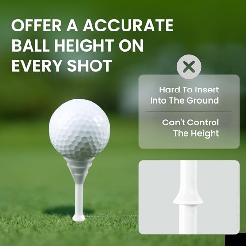 VEASAERS Golf Tees Plastic 3 1/4 inch Unbreakable 30 Pack with Pouch Bag, Durable Stable Available 83 mm Long Tee for Golfer Practice - color: White