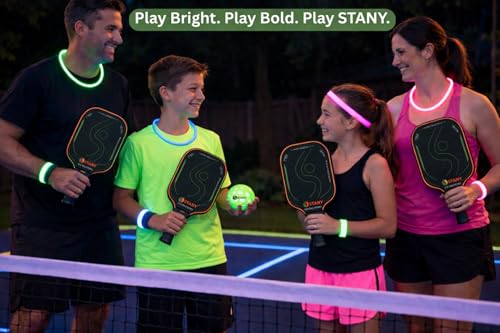 STANY Glow-in-the-Dark Pickleball Balls, Luminous, USAPA Standard, Indoor/Outdoor, 40 Holes, Ultra Visible, Nighttime Play, Unique Gift for Pickleball Lovers –6 Pack, Glows Green