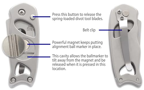 Indiana Metal Craft Switchblade Golf Divot Repair Tool Stainless Steel with Two Putting Alignment Ball Markers
