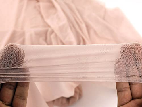 Ultrathin 4-Way Stretch Net Fabric Nylon Spandex Power Mesh Lightweight Sheer, Pre-Cut 5 Yards Long 60" Wide, (Peachy Nude) - color: Peachy Nude