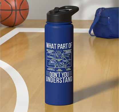 Pickleball Strategy Diagram Funny Sports Stainless Steel Insulated Water Bottle - color: Royal Blue