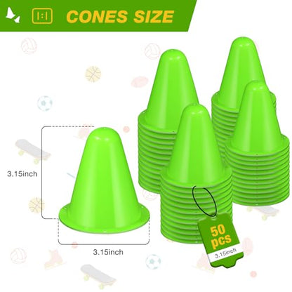 50 Pack 3.15 Inch Mini Cones for Sports Drills,Agility & Footwork Practice,Portable Small Cones for Indoor Outdoor Soccer,Basketball,Team Activities