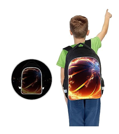 Basketball Kids Backpack for Boys and Girls, Middle School and Elementary Kids Sports Bookbag, Polyester, 23 Liters, Bottle Holder with Double Zippers, Giftable Lightweight Back Pack - color: A3-bookbag-basketball