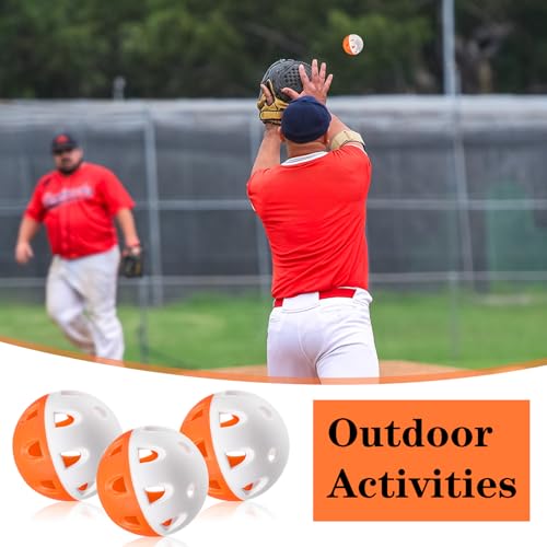 VioraWhite 48 Pack Mini Practice Baseballs 1. 65 Inch Small Baseball Training Lightweight Hollow with a Drawstring Bag for Hitting, Batting Training Use - color: Orange and White