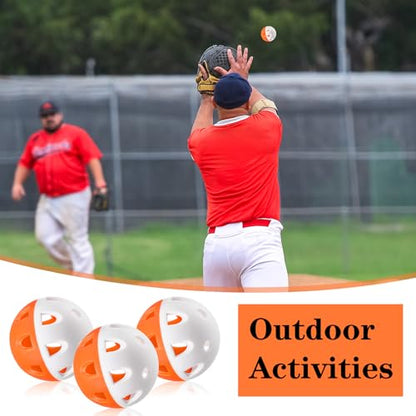 VioraWhite Mini Practice Baseballs 1. 65 Inch Small Baseball Training Lightweight Hollow with a Drawstring Bag for Hitting, Batting Training Use - color: Orange and White