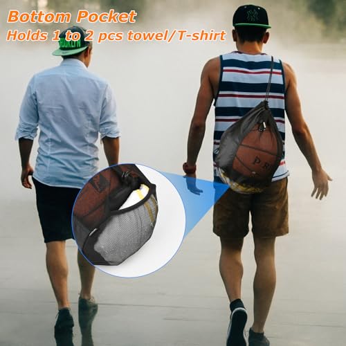 Cosmos Basketball Bag Basketball Backpack - Single Ball Mesh Storage Crossbody Sling Sackpack for Volleyball Soccer Rugby Football Equipment, Sport Bag Organizer for Gym Pool Beach & Travel Essentials