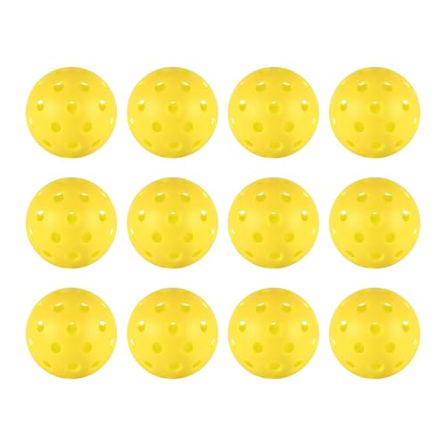 4/6/12/20/50/100 pcs Pickleball Balls,40 Hole Outdoor Pickleball Balls,8mm Precision Drilled-Spaced Pickle Ball Set-Profession Plastic Ball for Pickleballs Paddles and Indoor Floor Sport Court - color: 12Pcs-Yellow