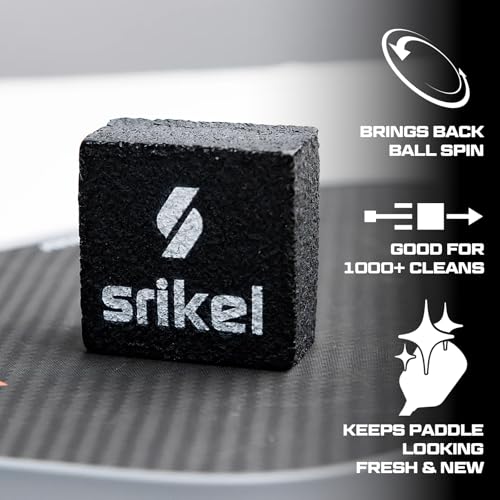 Pickleball – Paddle Cleaner Eraser with Carrying Storage Case, Premium Carbon Fiber Pickle Ball Racket Cleaner, Fast & Easy Rubber Eraser Removes Ball Residue, Dirt & Scratches - color: Black