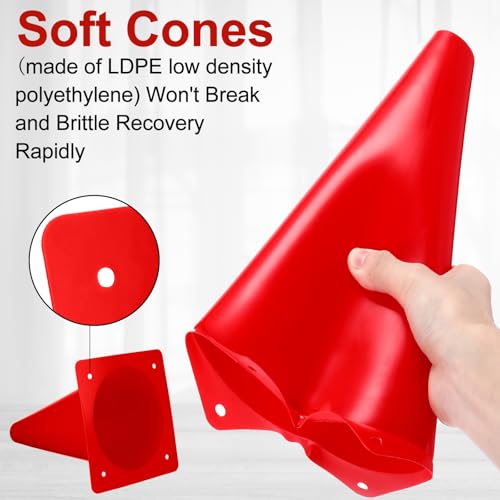 Hoteam 30 Pieces 9 Inch Traffic Cones Plastic Sport Agility Training Safety Cones Soccer Practice Equipment for Basketball Football Drills Exercise, Outdoor Activity and Events - color: Red,Blue