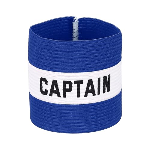 Captain Armband Soccer Captain Arm Bands Elastic Adjustable Leader Armbands Team Sport Rugby Player Band for Football - color: Blue/White, size: 5.1x3.4 Inch