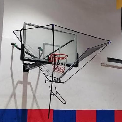 Basketball Shooting Machine Hanging Basketball Return Attachment for Hoop,Large Basketball Return System Rotatable 180° Shot Return Chute, Basketball Shooting Practice Net