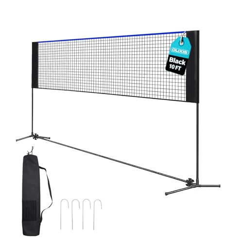 OLIXIS Portable Badminton Net, 2-5 FT Height Adjustable Volleyball Net, Badminton Net with Carry Bag, Volleyball Net, Pickball Net, Backyard Game Indoor Outdoor Use - color: Blue, size: 10FT
